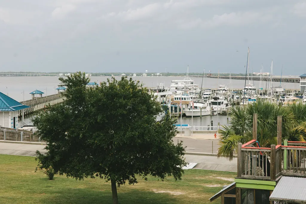 The harbor and the Bay of St. Louis seen from the 200 North Beach balcony